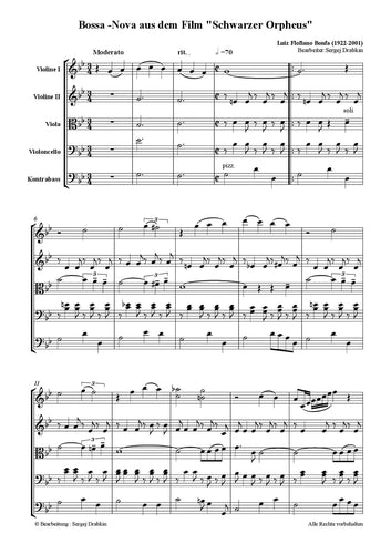 Musiknoten für Cello Quartett aus dem Stück Bossa aus dem Film 