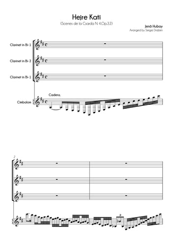 Musiknoten für Cello Quartett aus dem Scenes de la Csárdás „Hejre Kati“ Op.32 von Hubay, Jenö